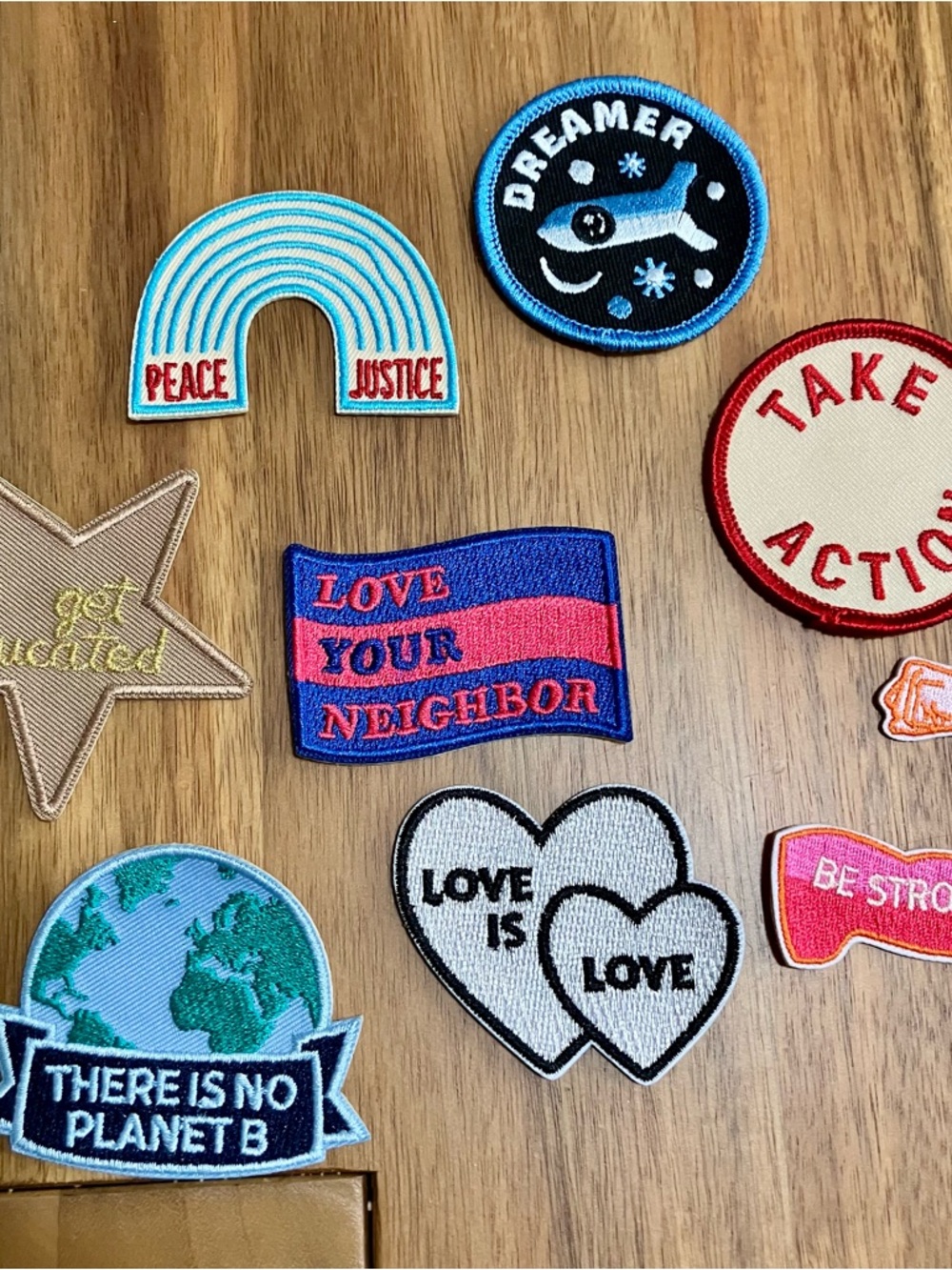 Assorted Embroidered Iron-On Patches - Colorful Peace & Love Designs